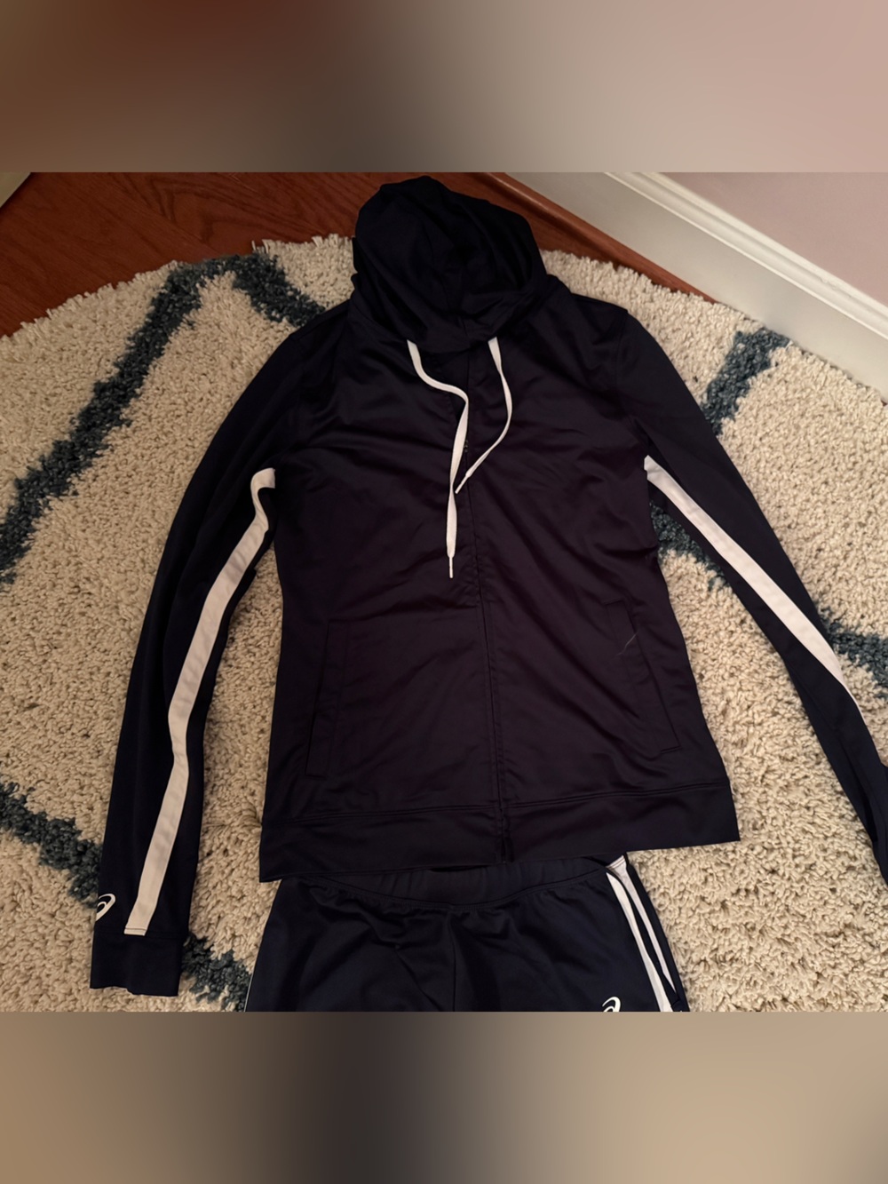 ASICS Navy Hooded Zip Jacket and pants XS